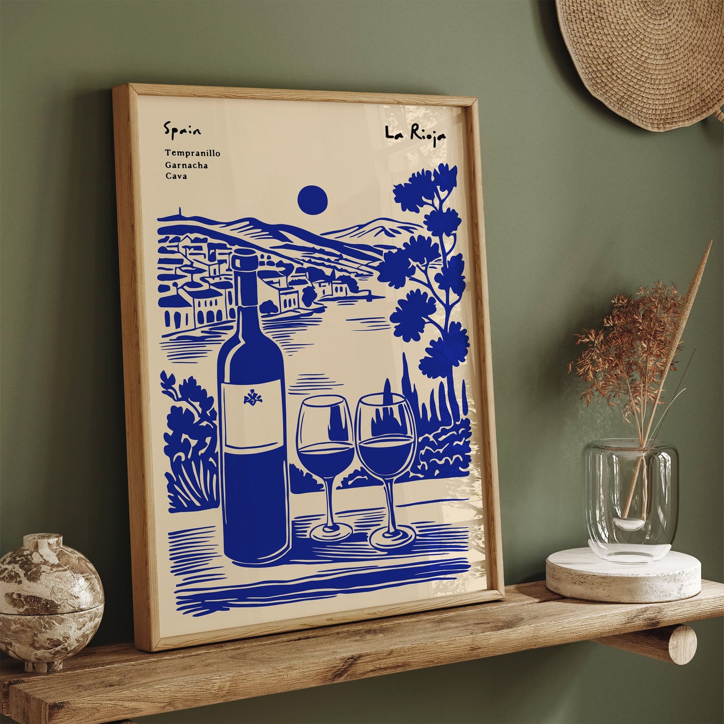 Spain La Rioja Wine Collection Blue Poster