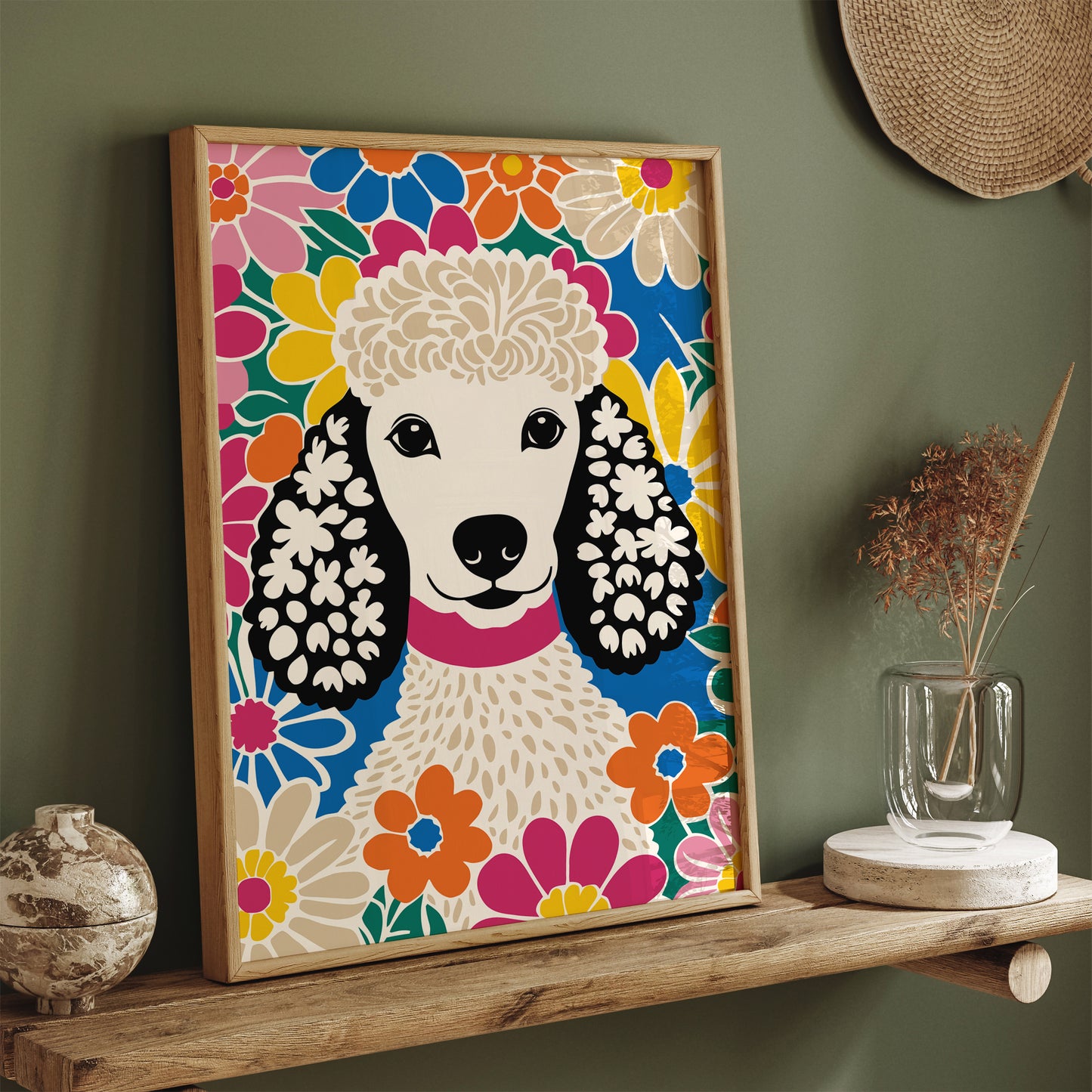 Colorful Poodle Dog Art Print