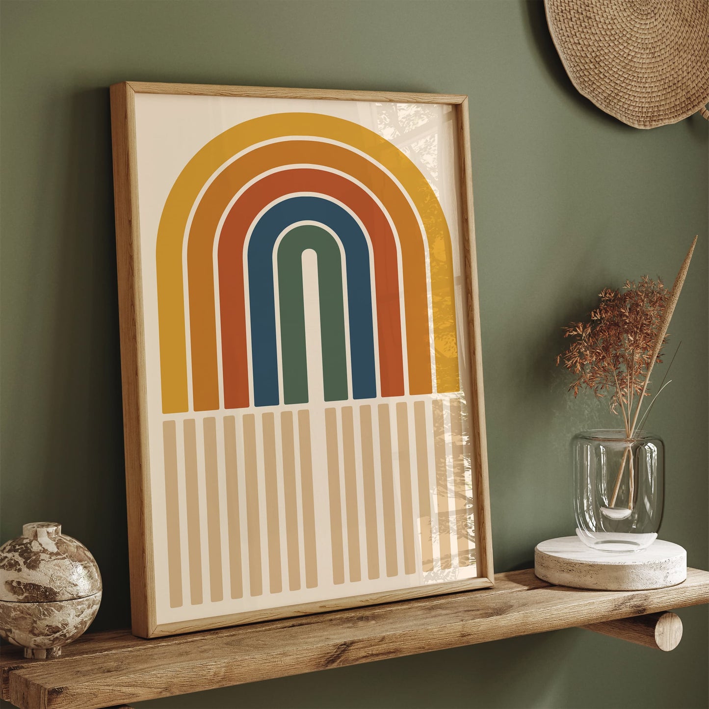 Retro Rainbow Poster - Geometric Modern Wall Art