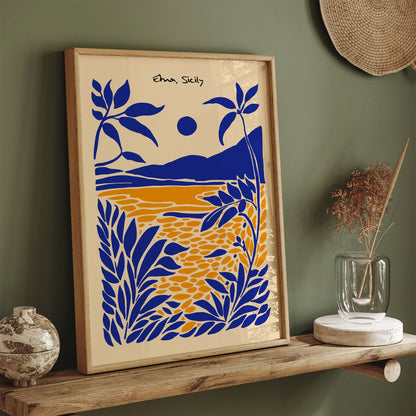 Etna Sicily Landscape Blue Wall Art