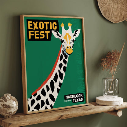 Exotic Fest - Retro Giraffe Poster