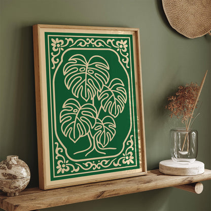 Green Monstera Plant Wall Art Print