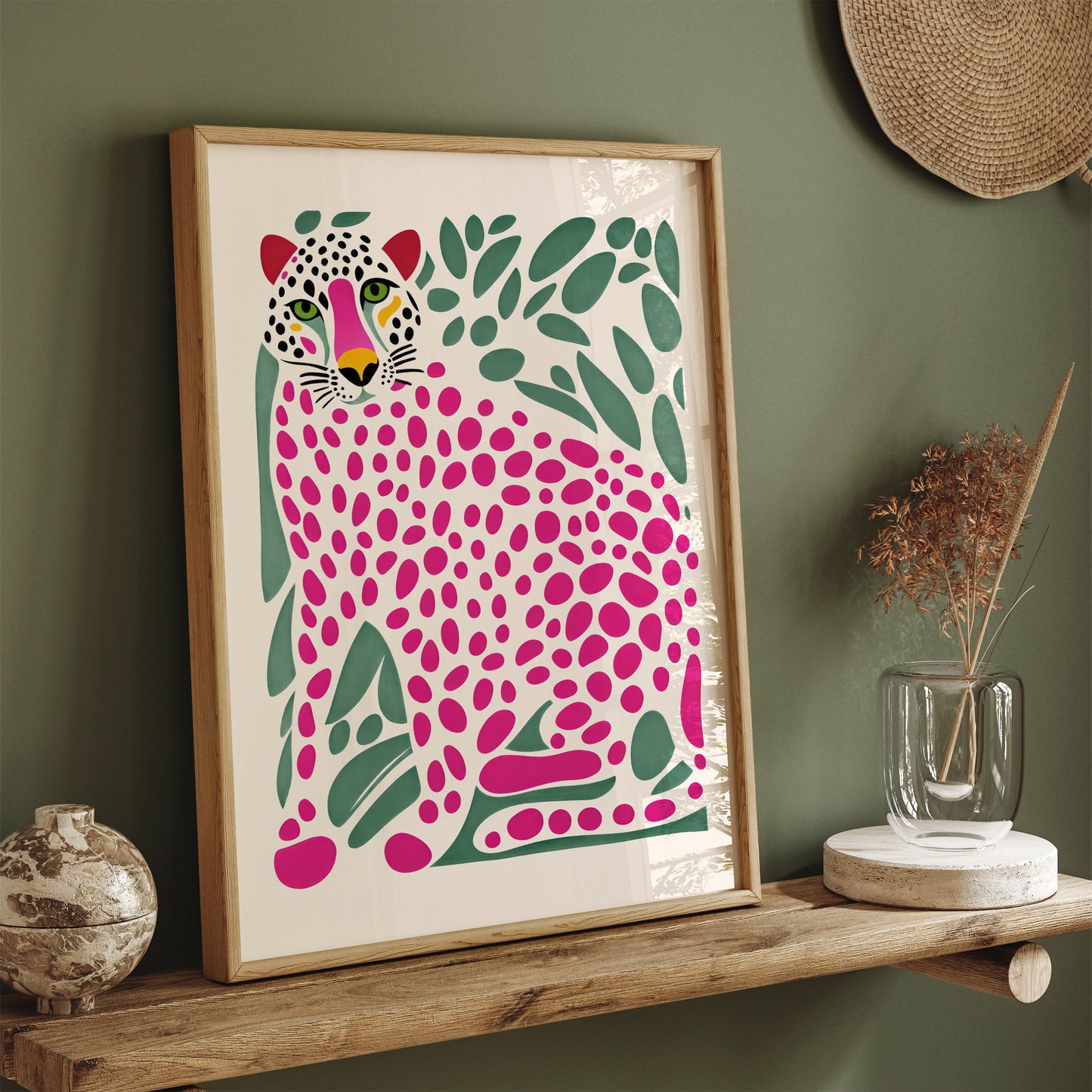 Pink Jungle Panther Art Print