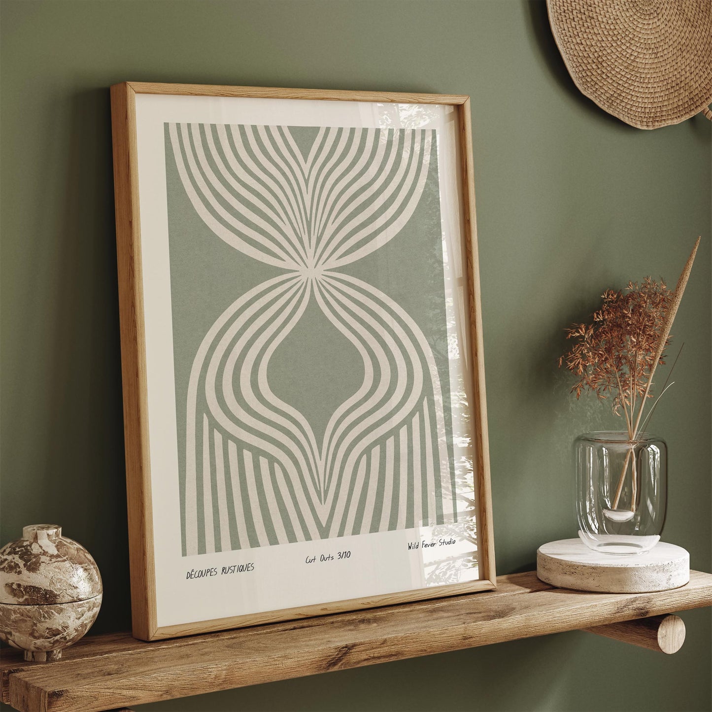 Sage Green Abstract Poster - Modern Cut Outs Print