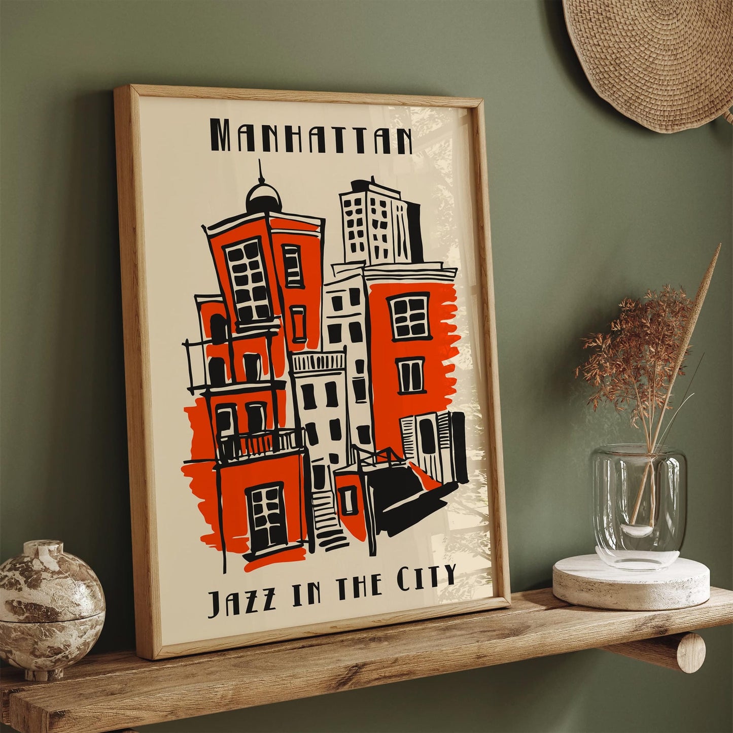 Manhattan Jazz in the City Retro Music Poster