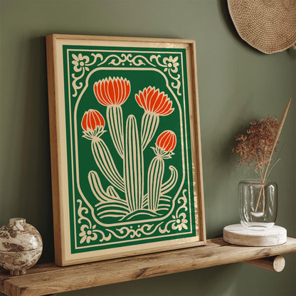 Blooming Cactus Plant Poster