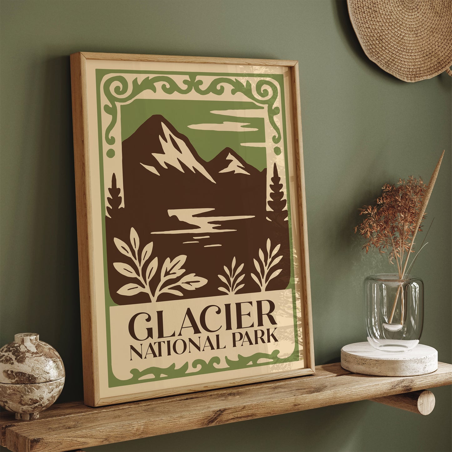 Glacier National Park Mountain Landscape Poster