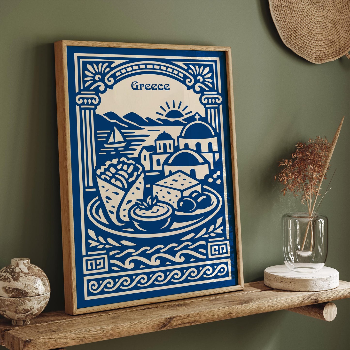 Greece Food and Landscape Poster