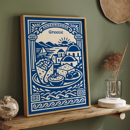 Greece Food and Landscape Poster