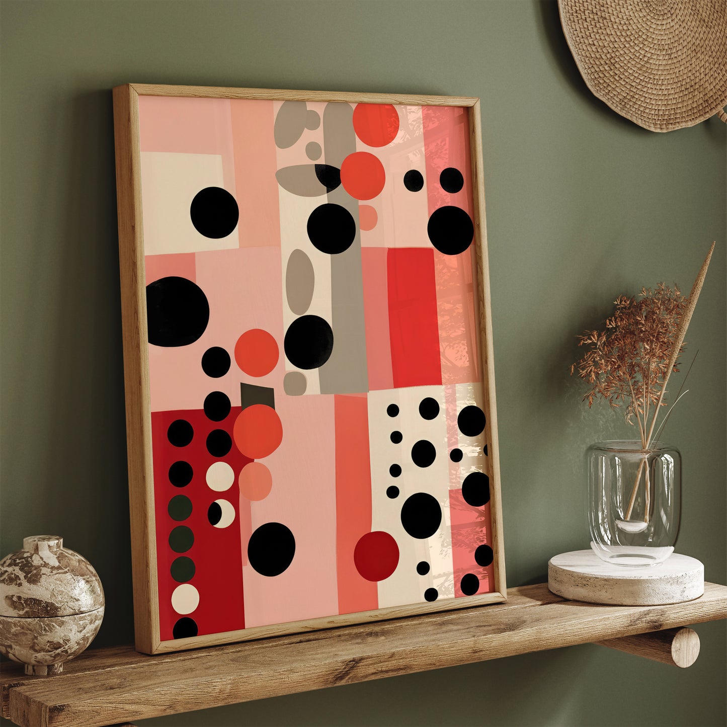 Pinks and Reds Polka Dots Art Print