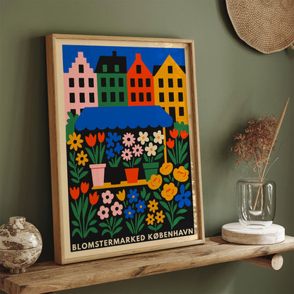 Copenhagen Flower Market Colorful Poster