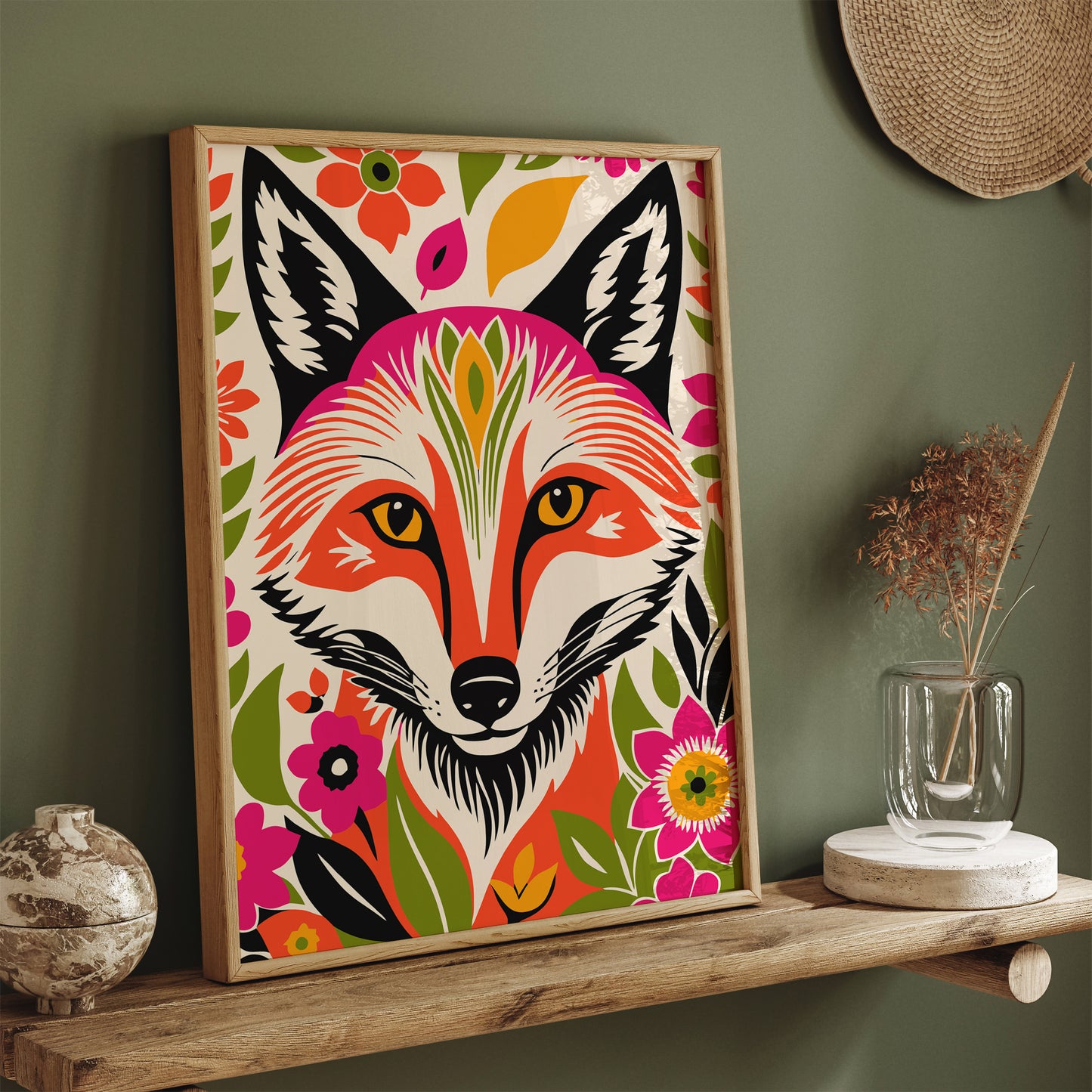 Colorful Bohemian Fox Art Print