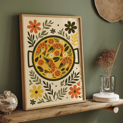 Spanish Paella Poster - Retro Kitchen Wall Art Print