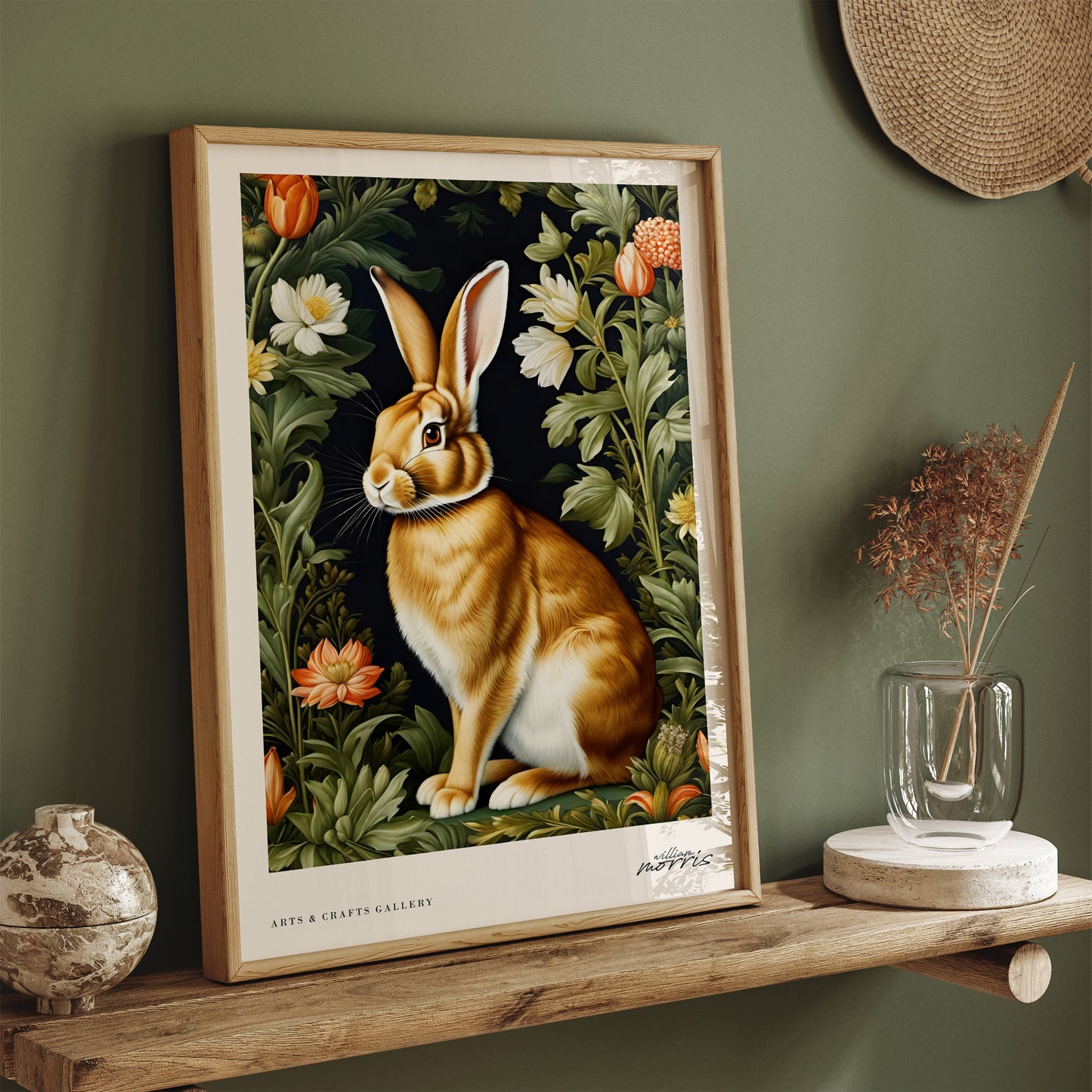 Cute Rabbit William Morris Poster