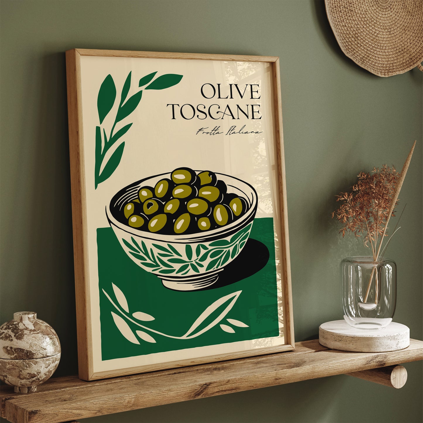 Frutta Italiana Olive Toscane Retro Poster