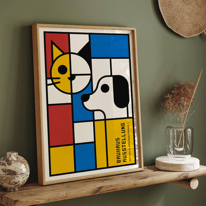 Bauhaus Ausstellung Modern Cat & Dog Art Print