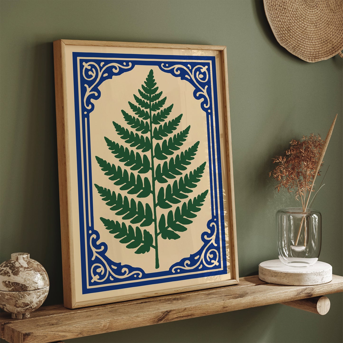 Fern Leaf in Rococo Style Poster - Botanical Classic Home Decor
