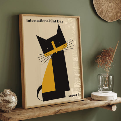 International Cat Day Retro Poster