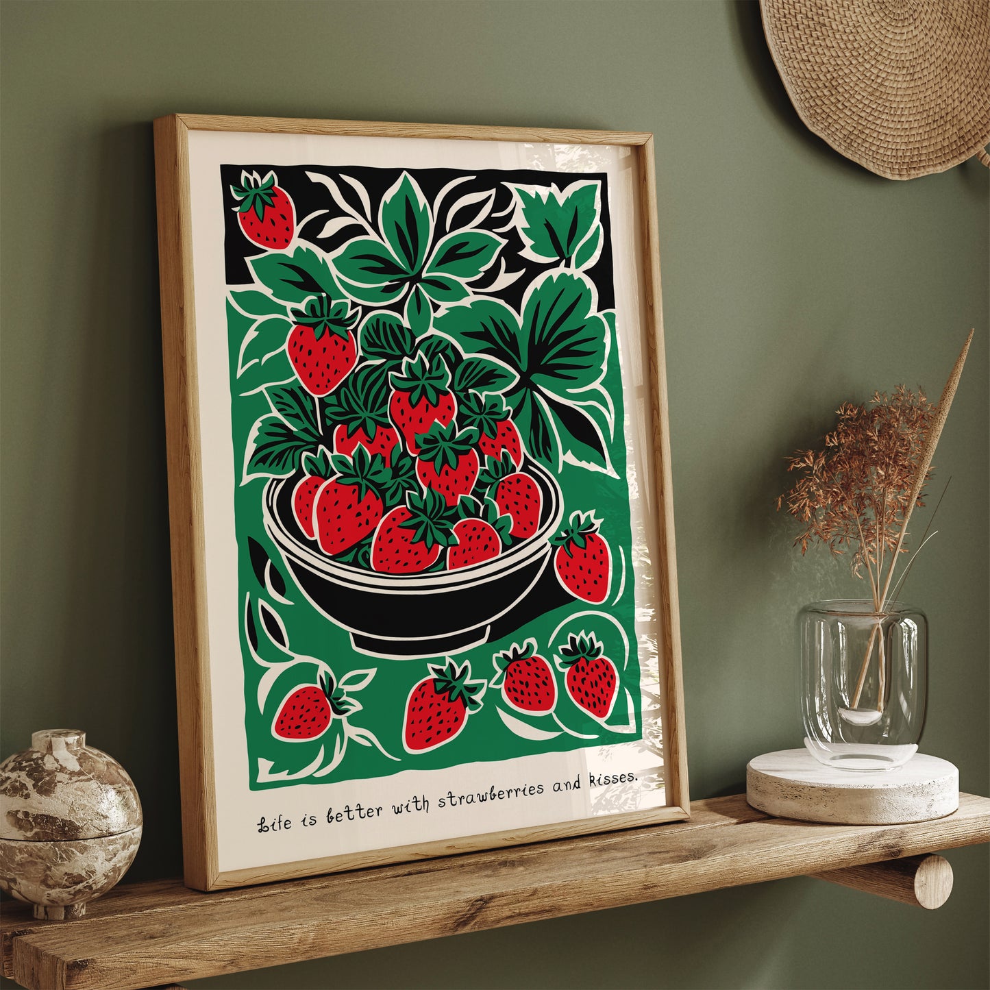 Strawberry Poster - Kitchen Retro Art