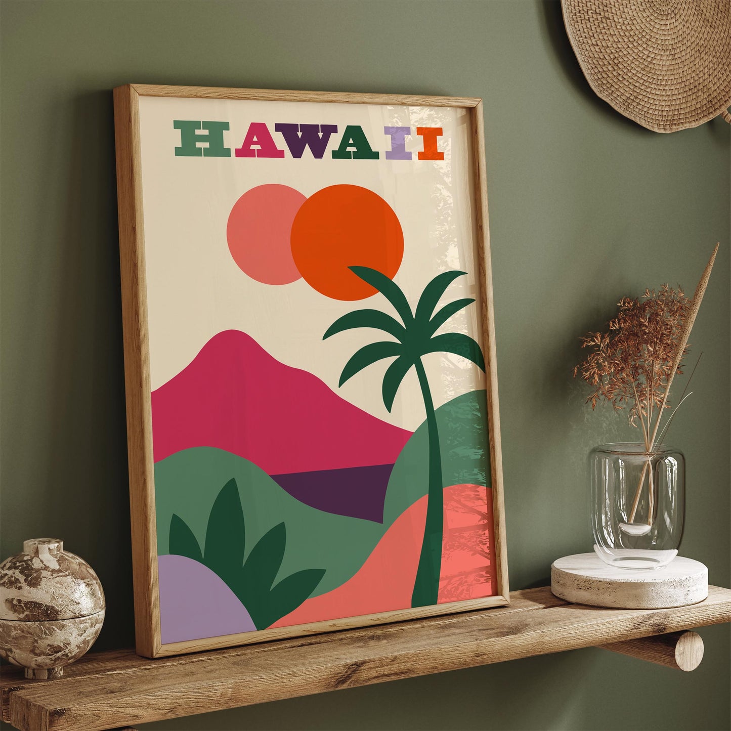 Hawaii Travel Poster - Colorful Abstract Landscape Print