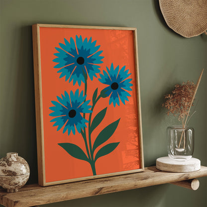 Abstract Cornflower Floral Art Poster