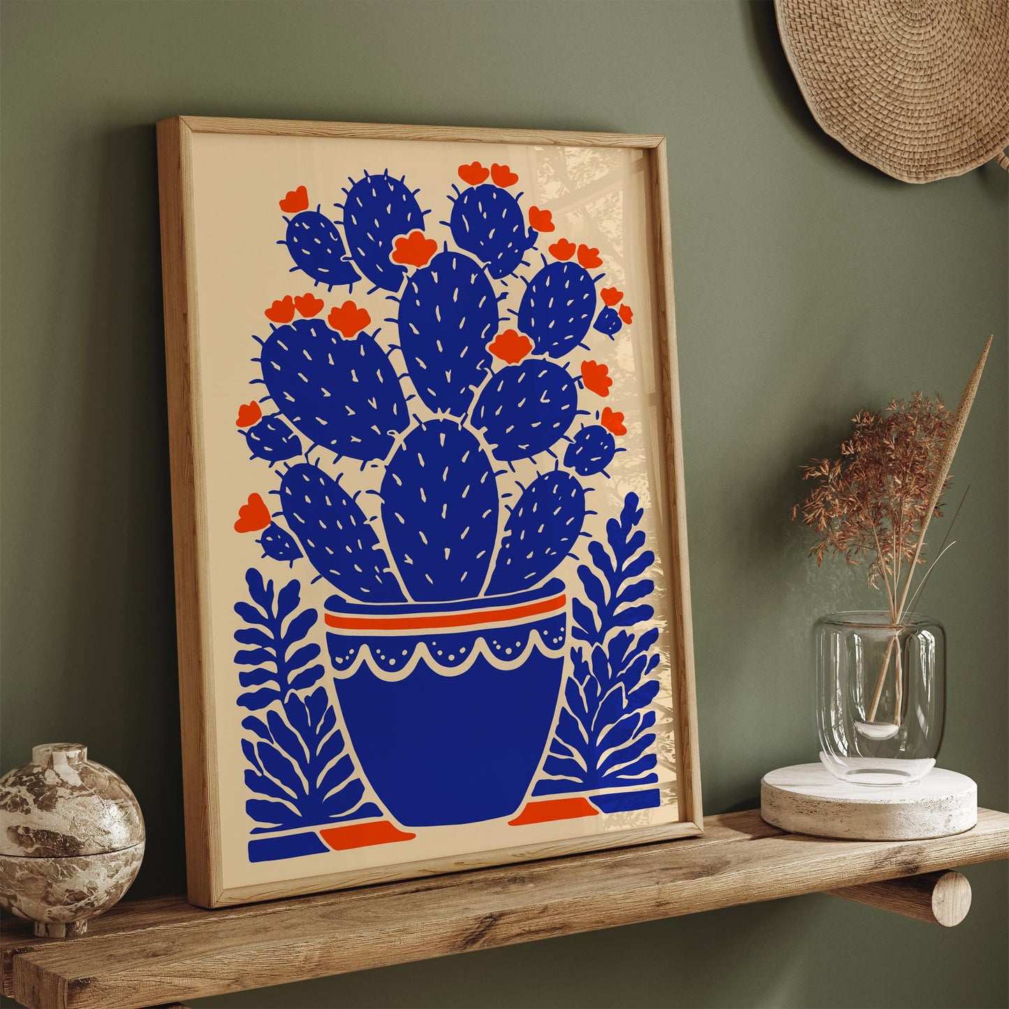 Blue Blooming Cactus Plant Print