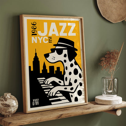 Cool Dalmatian Dog Jazz Pianist Art Print
