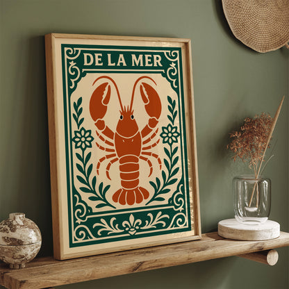 De La Mer, Red Lobster Art Print - Kitchen Wall Decor