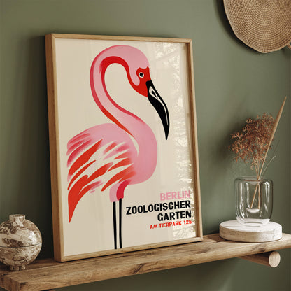 Berlin Zoo Retro Flamingo Poster