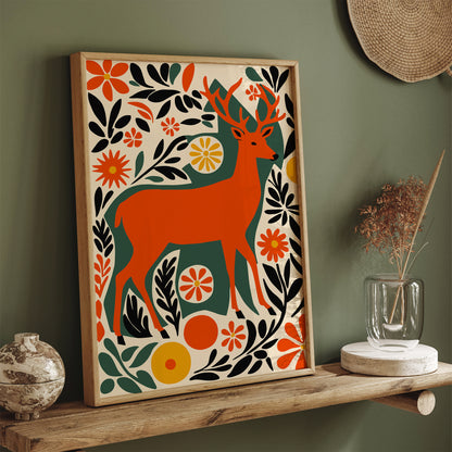 Deer in Forest Paper Nature Poster