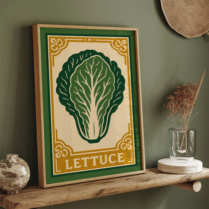 Lettuce Veggie Poster - Rococo Style Kitchen Art Print