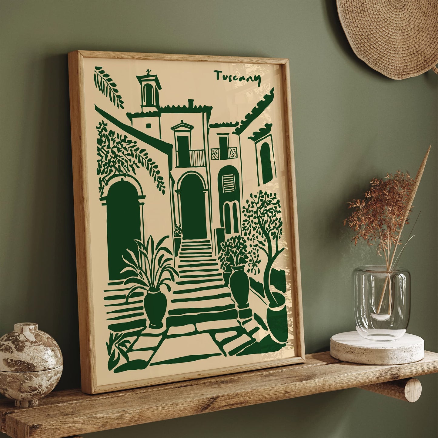 Tuscany Architecture Green Eclectic Art Print