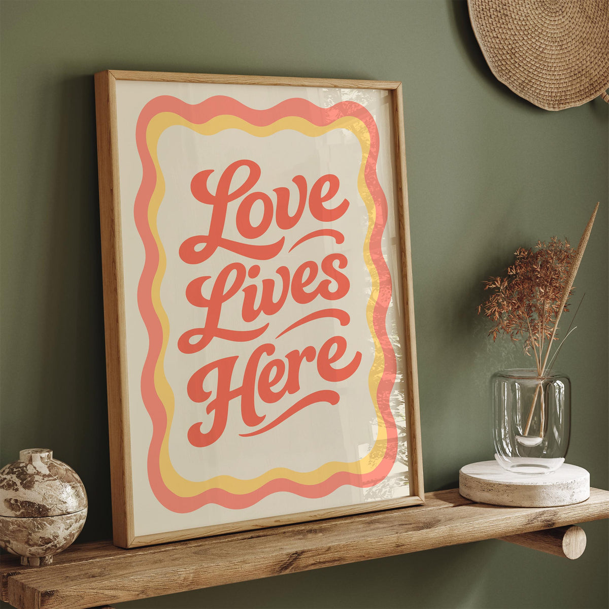 Love Lives Here Poster - Retro Quote Wall Art