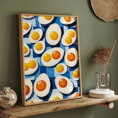 Modern Eggs Pattern Blue Art Print