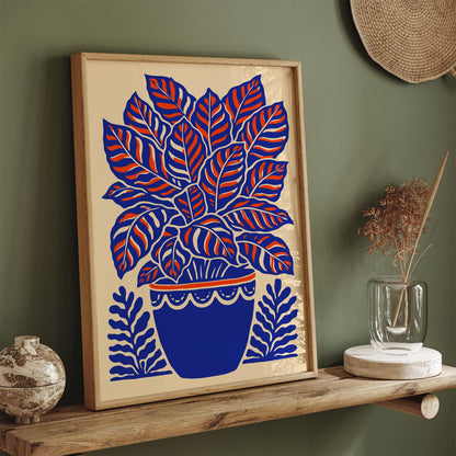 Calathea Plant Blue Poster