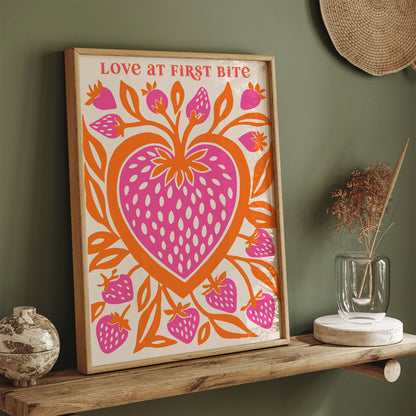 Love at First Bite Strawberry Pop Art Print