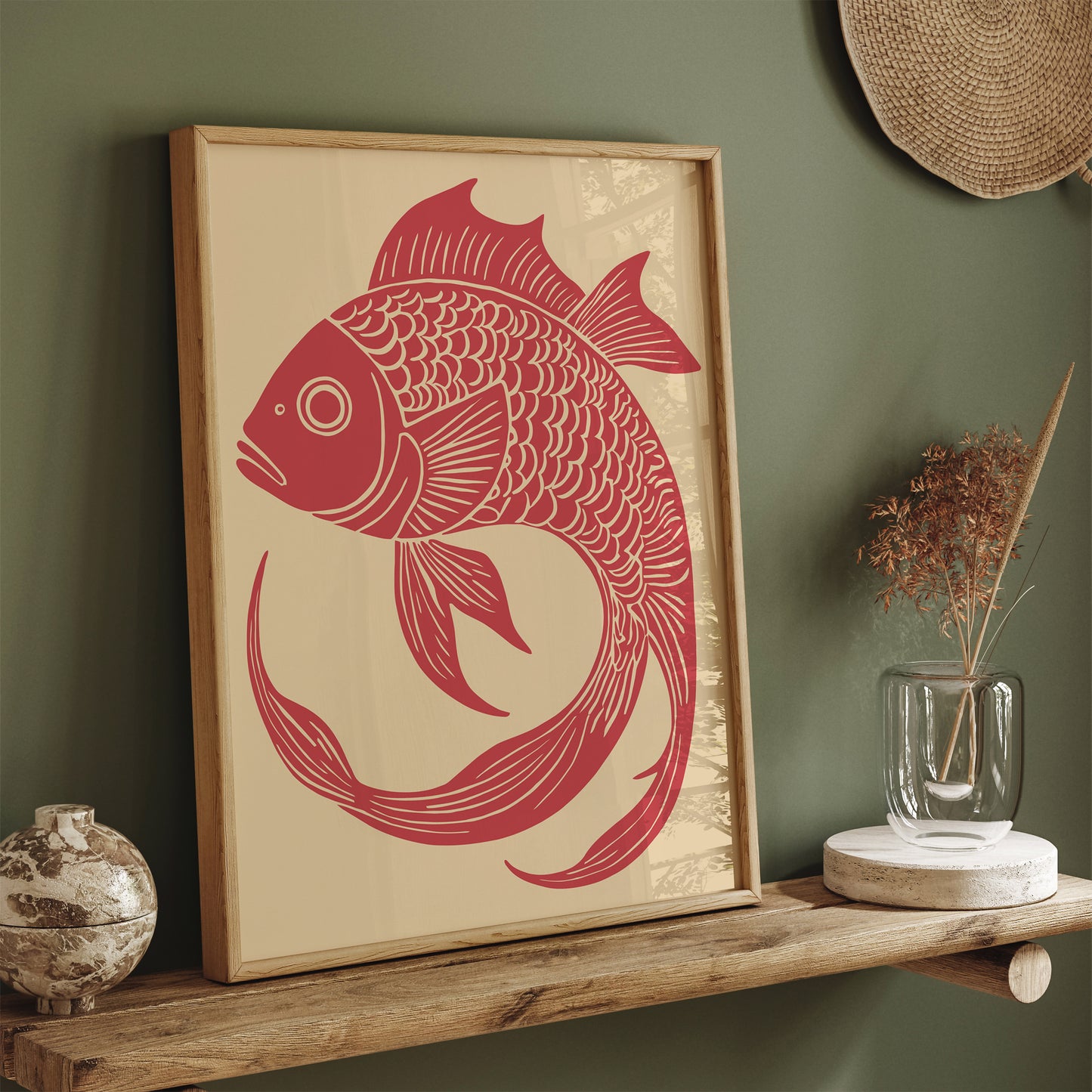 Vintage Fish Poster - Linocut Art Print