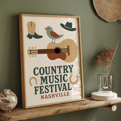 Country Music Festival Poster - Nashville Travel Wall Art