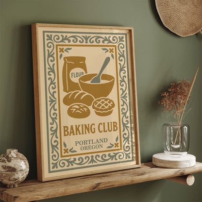 Baking Club Portland Oregon Poster - Kitchen Wall Art