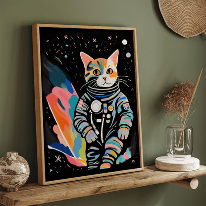 Colorful Cat Explorer Kids Room Poster