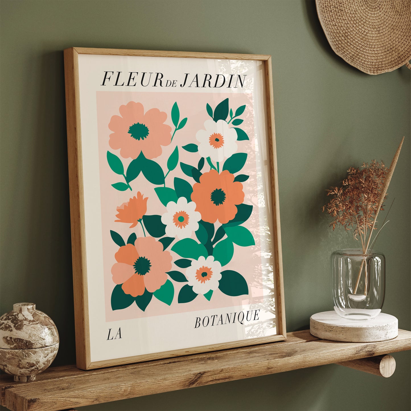 Fleur de Jardin Floral Peach Art Print