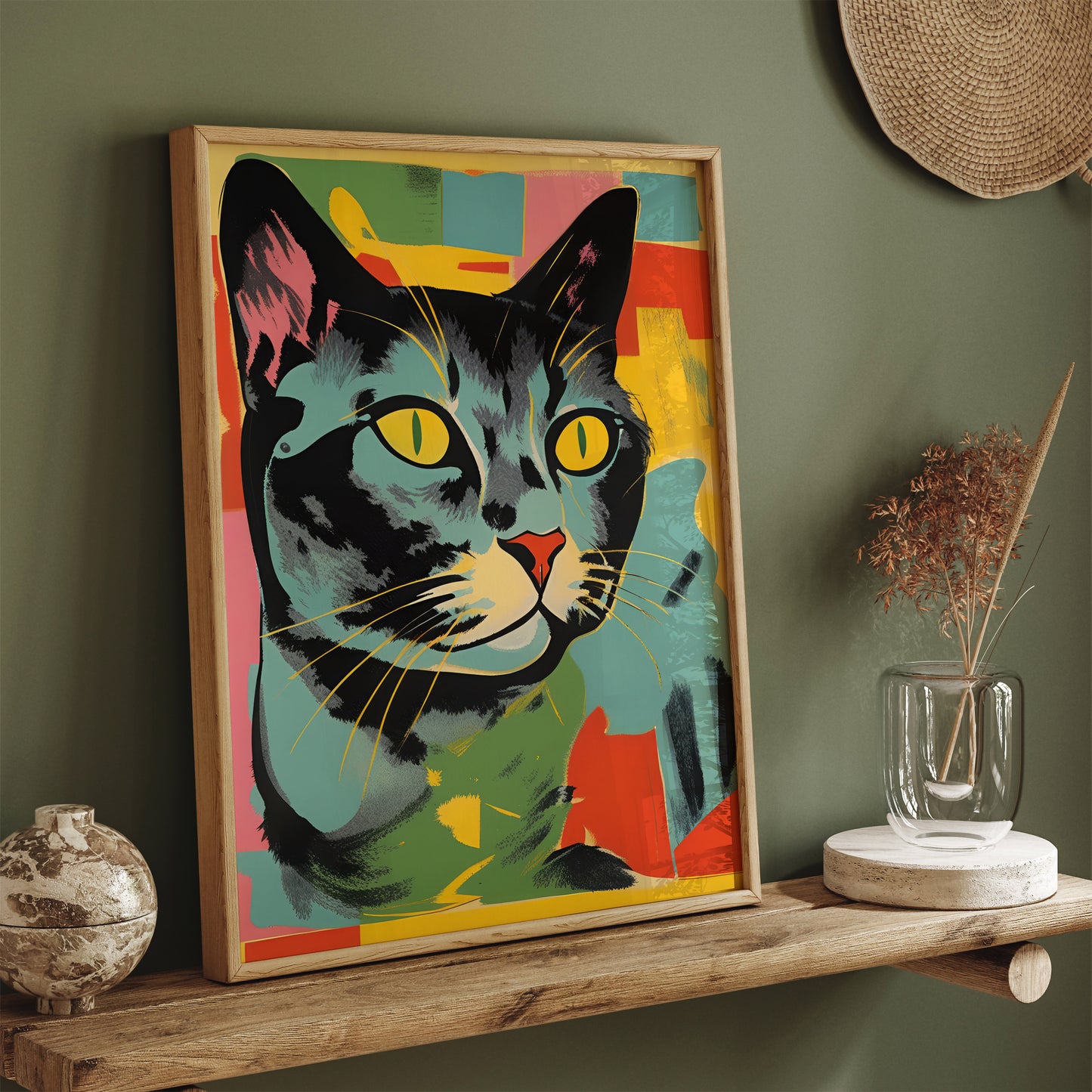 Colorful Retro Cat Reproduction Poster