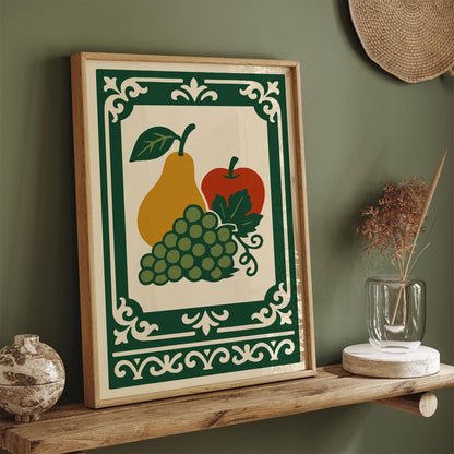 Still Life Poster, Rococo Fruit Kitchen Wall Decor