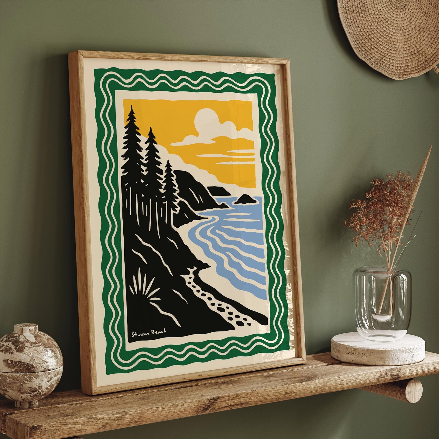 Stinson Beach, California Poster - Retro Landscape Wall Art