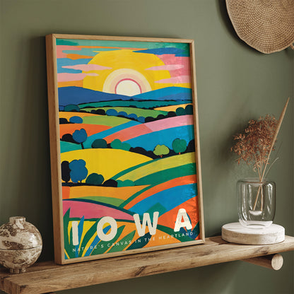 Retro Iowa Travel Art Print - Vintage Style