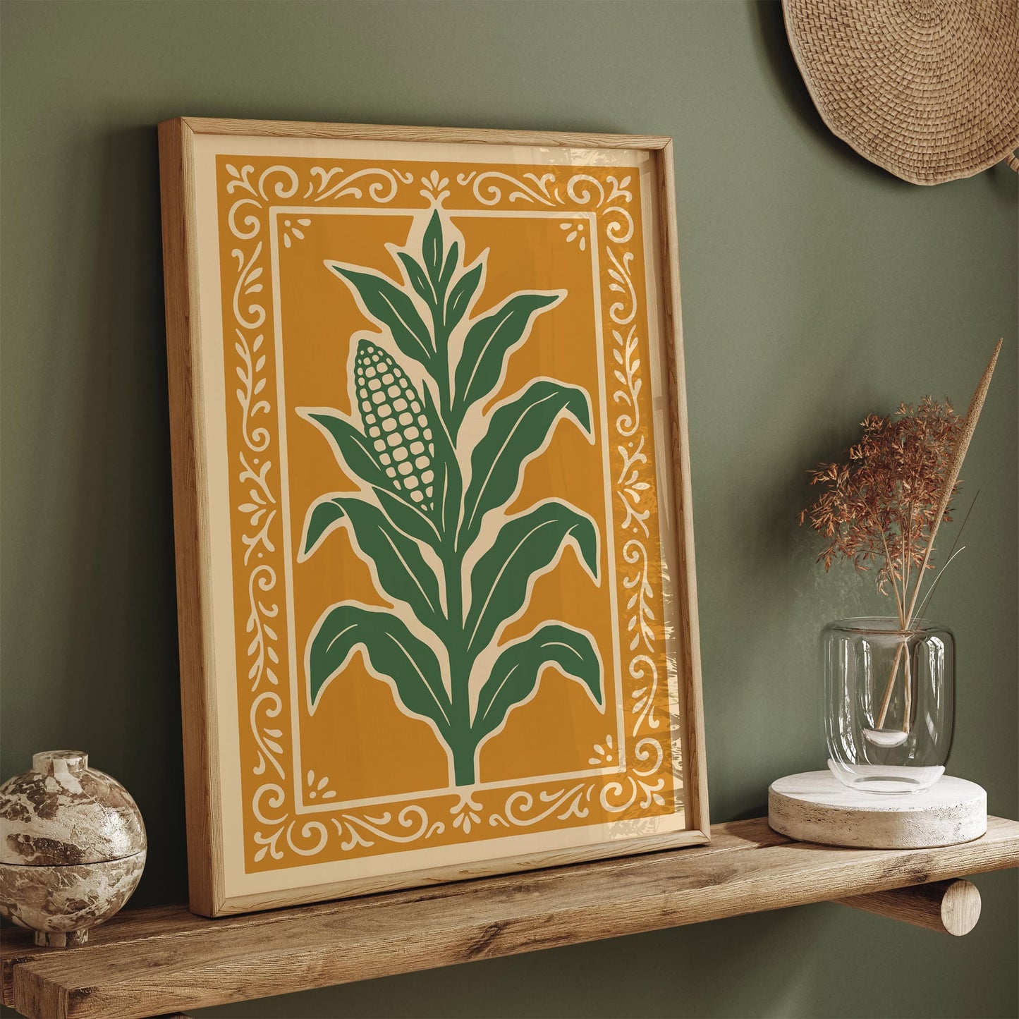 Corn Plant Poster, Farmhouse Kitchen Wall Decor