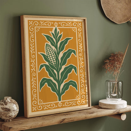 Corn Plant Poster, Farmhouse Kitchen Wall Decor