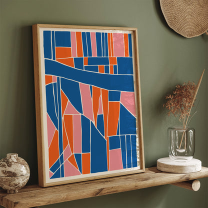 Retro Modern Blue Home Art