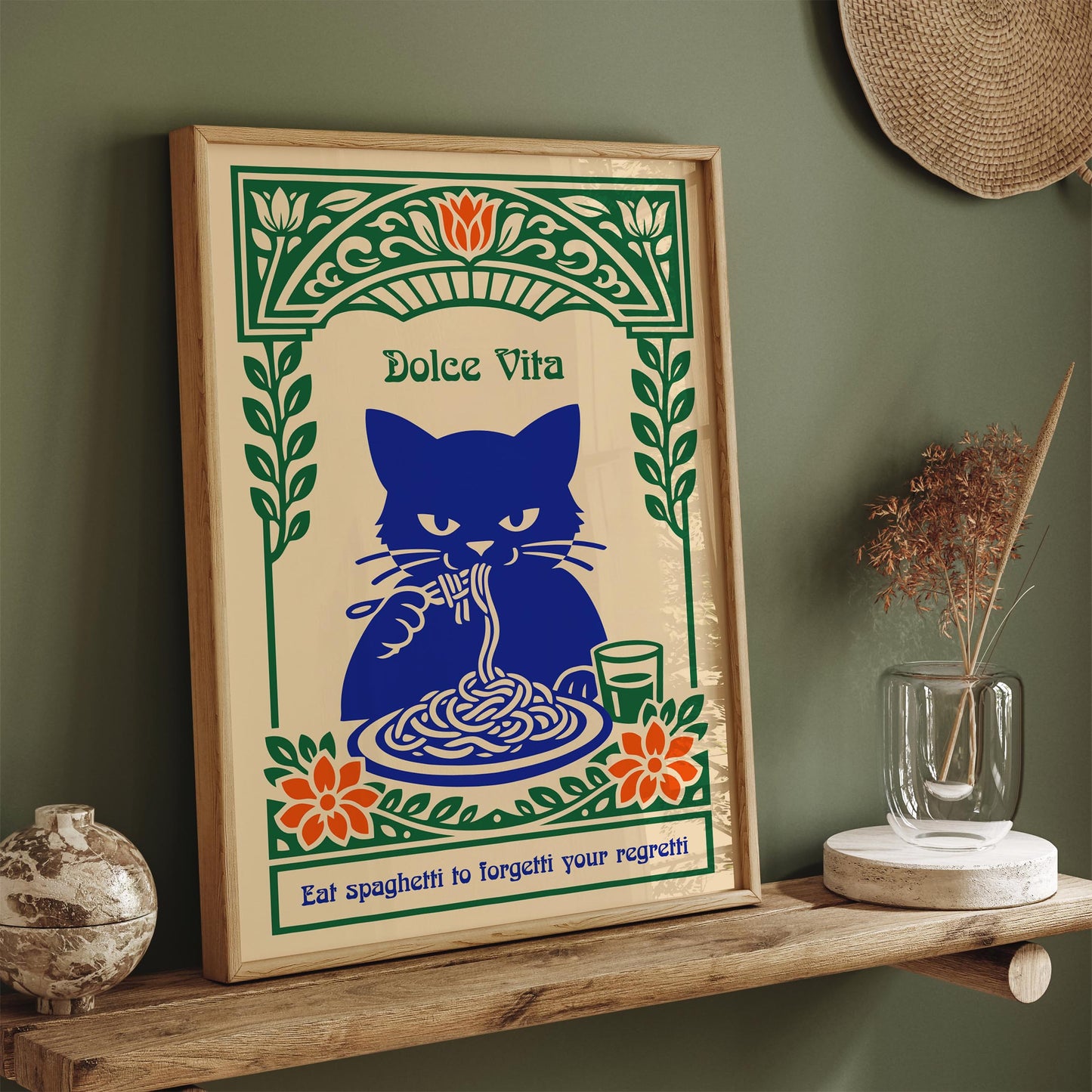 Eat Spaghetti Poster – Funny Kitchen Wall Art