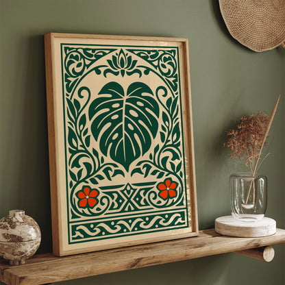 Monstera Deliciosa Poster – Boho Botanical Leaf Wall Art Print